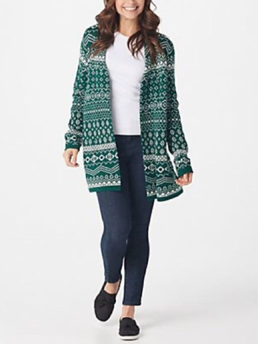 Denim & Co. Jacquard Open-Front Cardigan